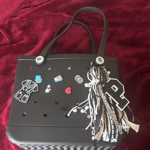 BOGG BAG Black Tote with Fun Charms